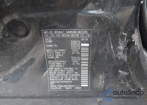 2019 Nissan Rogue Sv z USA, uszkodzony, nr VIN KNMAT2MT7KP500047